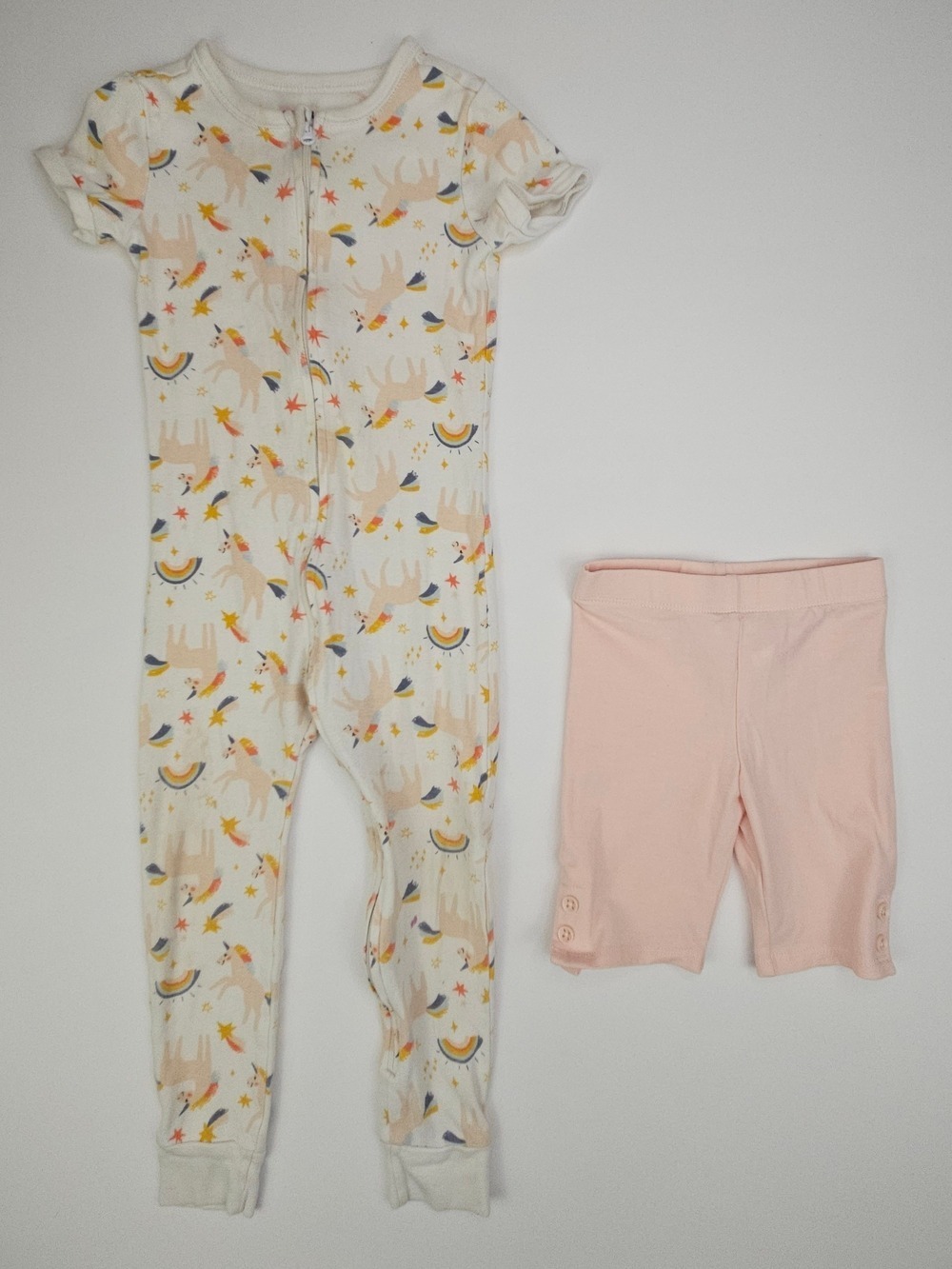 5/$25 Toddler Girls Unicorn Pajama & Pink Bike Shorts Bundle Size 2T-3T Old Navy